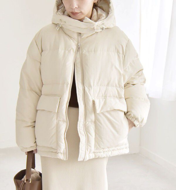 quaranciel「quaranciel: フーディー & ハイネック 2way ショート ダウン ジャケット」|ダウン|