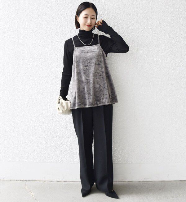 SHIPS for women「〈手洗い可能〉スノー クラッシュ ポリエステル ベロア サイド スリット キャミ」|キャミソール|