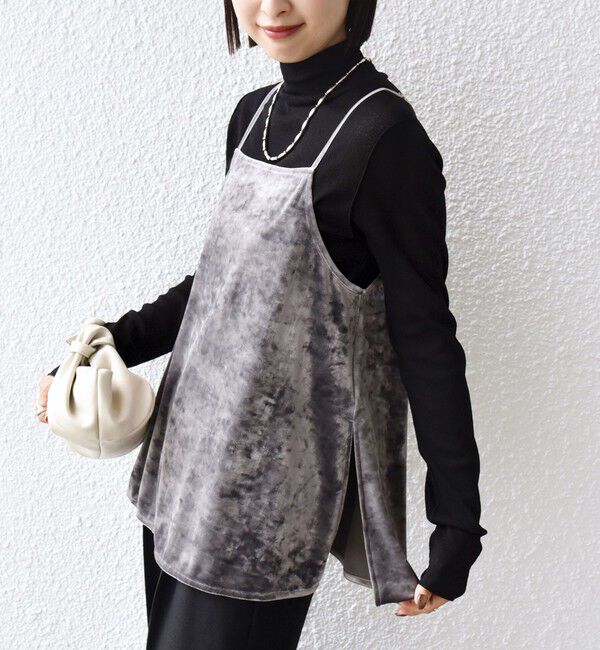 SHIPS for women「〈手洗い可能〉スノー クラッシュ ポリエステル ベロア サイド スリット キャミ」|キャミソール|