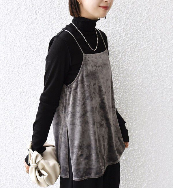 SHIPS for women「〈手洗い可能〉スノー クラッシュ ポリエステル ベロア サイド スリット キャミ」|キャミソール|