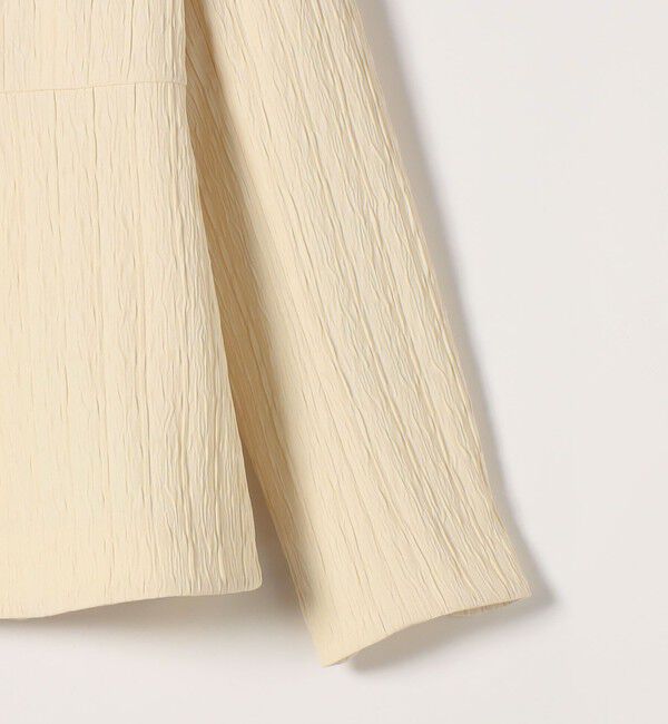 SHIPS any「SHIPS any:〈手洗い可能〉ジャカード ノーカラー ペプラム ジャケット［NAVY BLUE］」|ノーカラージャケット|