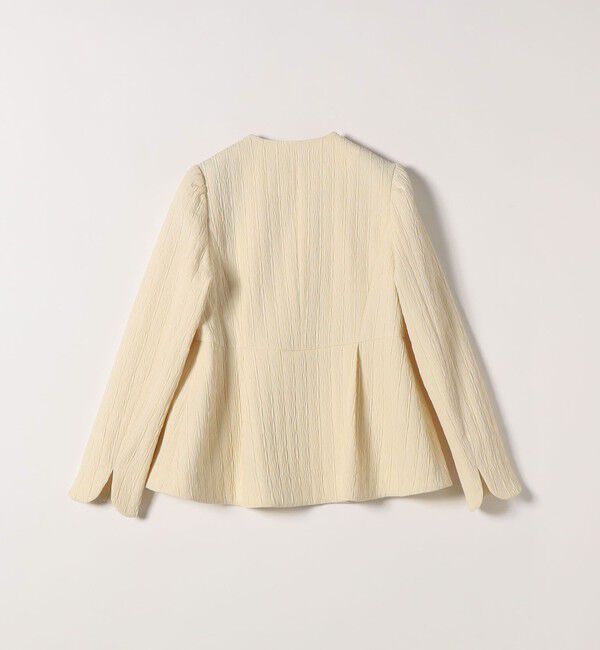 SHIPS any「SHIPS any:〈手洗い可能〉ジャカード ノーカラー ペプラム ジャケット［NAVY BLUE］」|ノーカラージャケット|