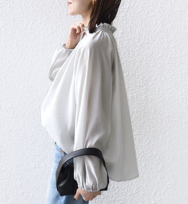 SHIPS for women「〈手洗い可能〉シアー タンブラー リボン デザイン 長袖 ブラウス」|シャツ・ブラウス|