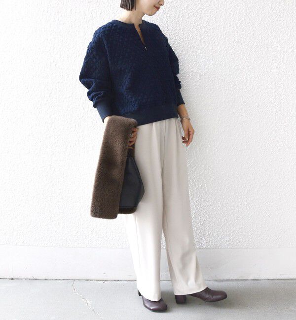 SHIPS for women「【WEB限定】〈手洗い可能〉キルティング ジャカード キーネック プルオーバー」|Tシャツ・カットソー|