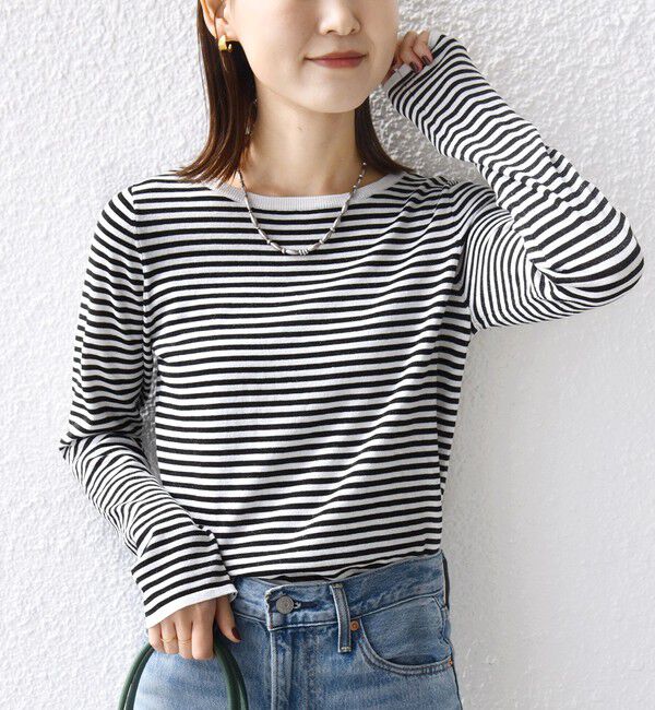 SHIPS for women「〈洗濯機可能〉ラメ クルーネック 長袖 ニット」|ニット・セーター|