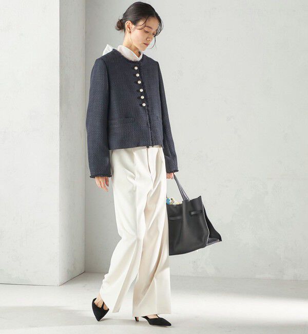 SHIPS for women「〈手洗い可能〉ダブル クロス セミ ワイド パンツ（セレモニー対応可）」|その他|