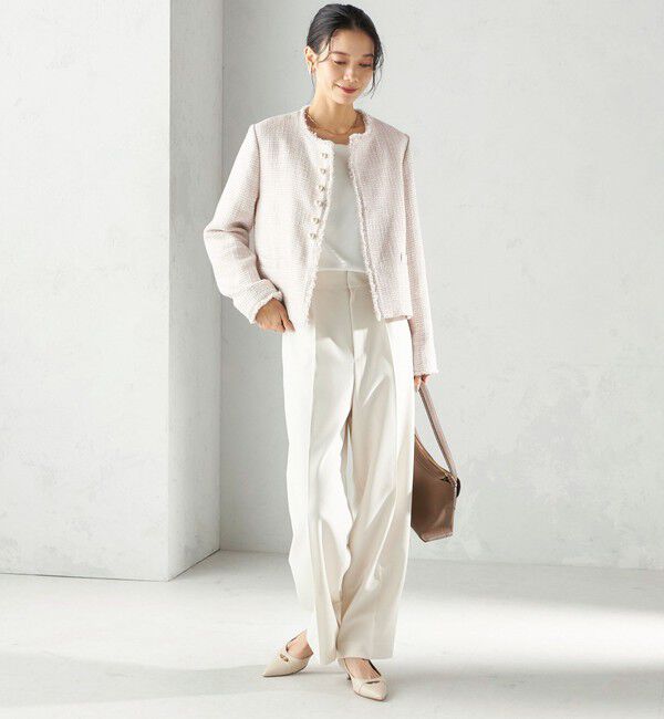 SHIPS for women「〈手洗い可能〉ダブル クロス セミ ワイド パンツ（セレモニー対応可）」|その他|