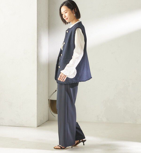 SHIPS for women「〈手洗い可能〉ダブル クロス セミ ワイド パンツ（セレモニー対応可）」|その他|