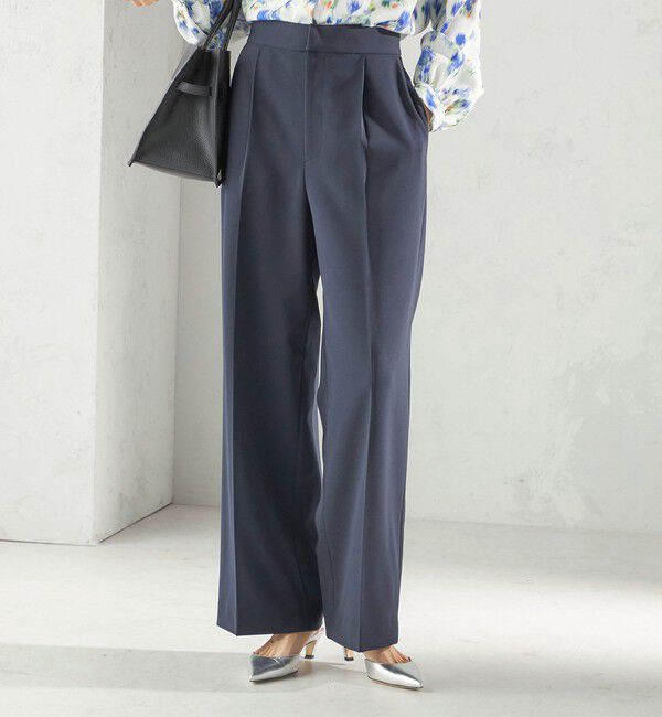 SHIPS for women「〈手洗い可能〉ダブル クロス セミ ワイド パンツ（セレモニー対応可）」|その他|