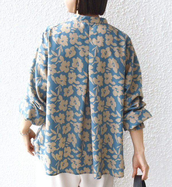 SHIPS for women「【WEB限定】〈手洗い可能〉ドット 花柄 袖 シャーリング ブラウス」|シャツ・ブラウス|