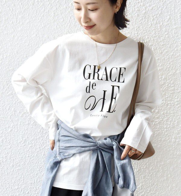 SHIPS for women「ロング スリーブ プリント TEE」|Tシャツ・カットソー|ホワイト