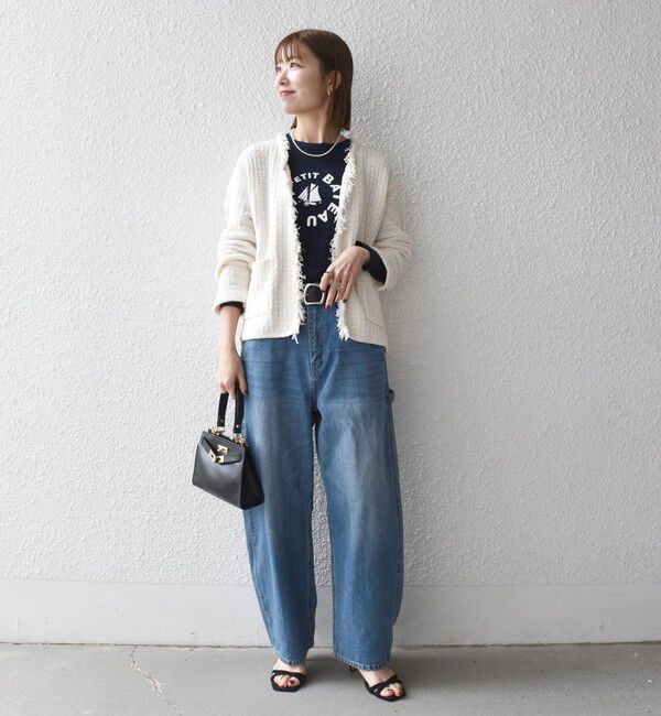 SHIPS any「SHIPS any:〈手洗い可能〉ツイード ライク フリンジ ニット ジャケット カーディガン」|カーディガン|