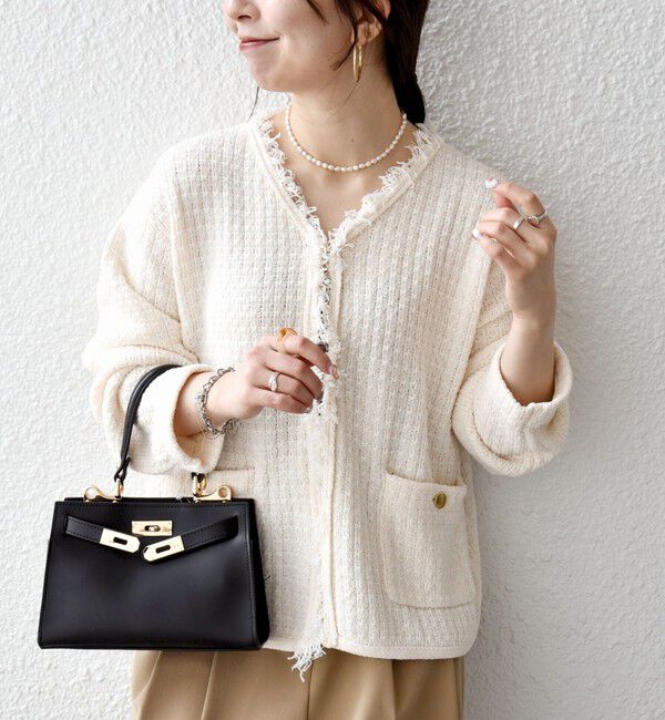 SHIPS any「SHIPS any:〈手洗い可能〉ツイード ライク フリンジ ニット ジャケット カーディガン」|カーディガン|