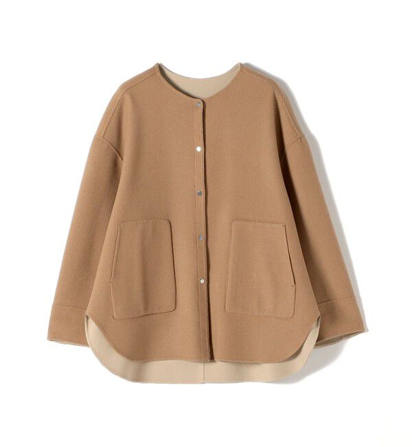 SHIPS for women「セミ 梳毛 配色 リバー ノーカラー コート」|ノーカラーコート|