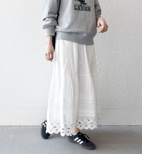 SHIPS any「《一部追加予約》SHIPS any:〈洗濯機可能〉キャンブリック レース ギャザー ボリューム スカート」|スカート|