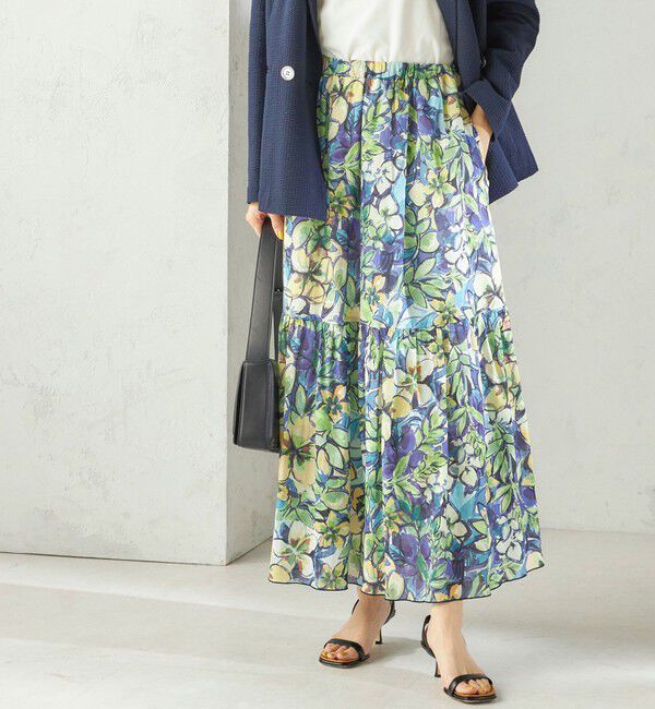 SHIPS for women「〈手洗い可能〉DEVEAUX 綿 プリント スカート」|スカート|ブルー