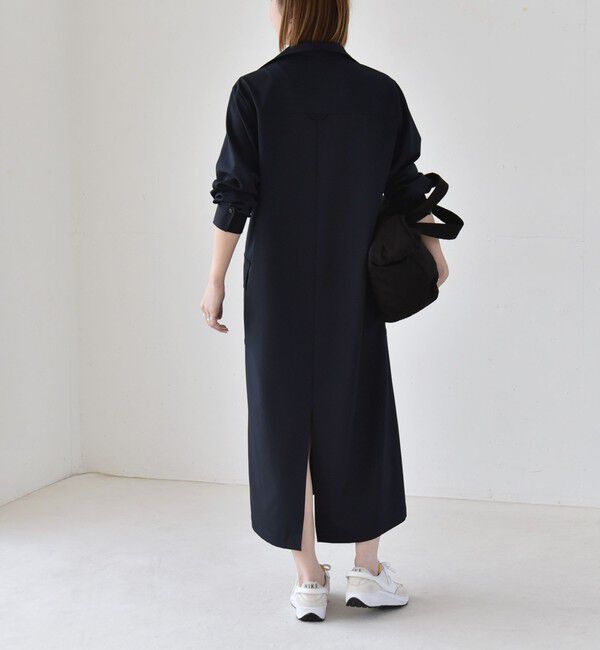 quaranciel「quaranciel:〈洗濯機可能〉Vネック スキッパー ロング シャツ ワンピース」|ワンピース|