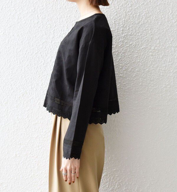 SHIPS any「SHIPS any:〈手洗い可能〉リネンミックス ハシゴレース コンパクト シャツ カーディガン」|カーディガン|