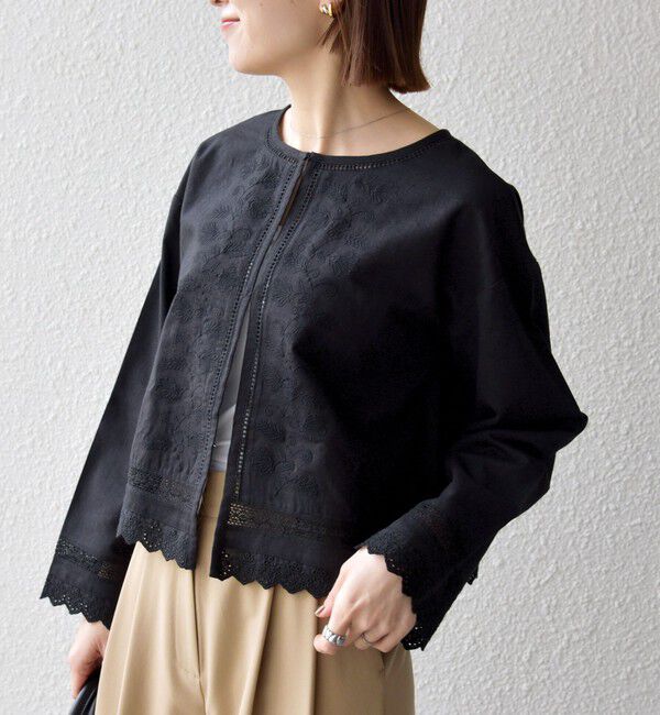 SHIPS any「SHIPS any:〈手洗い可能〉リネンミックス ハシゴレース コンパクト シャツ カーディガン」|カーディガン|