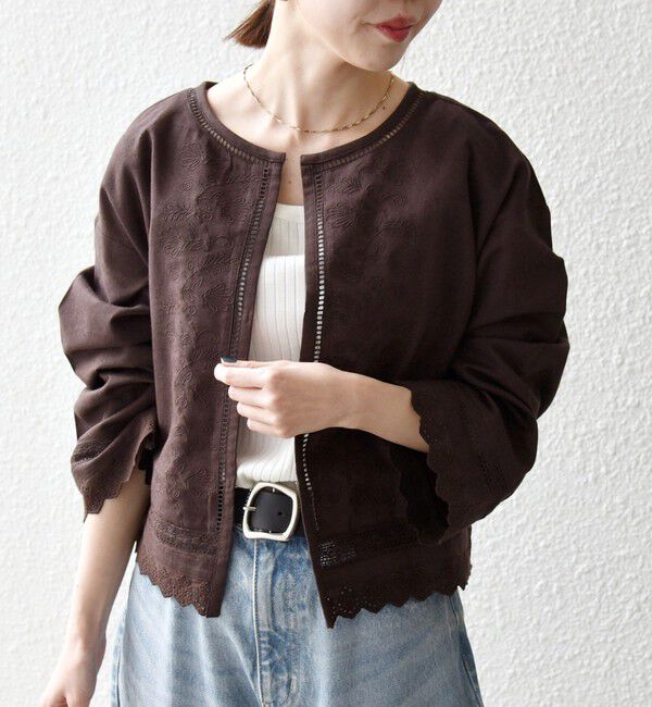 SHIPS any「SHIPS any:〈手洗い可能〉リネンミックス ハシゴレース コンパクト シャツ カーディガン」|カーディガン|