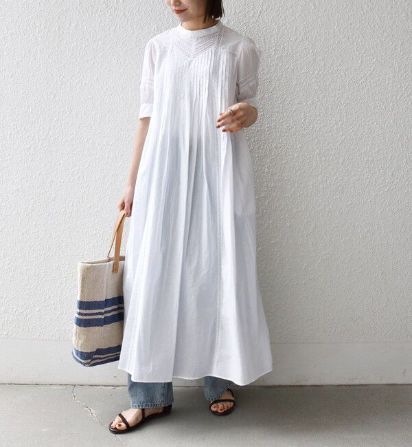 SHIPS any「《一部追加予約》SHIPS any:〈洗濯機可能〉キャンブリック レース ピンタック パフスリーブ ワンピース」|ワンピース|