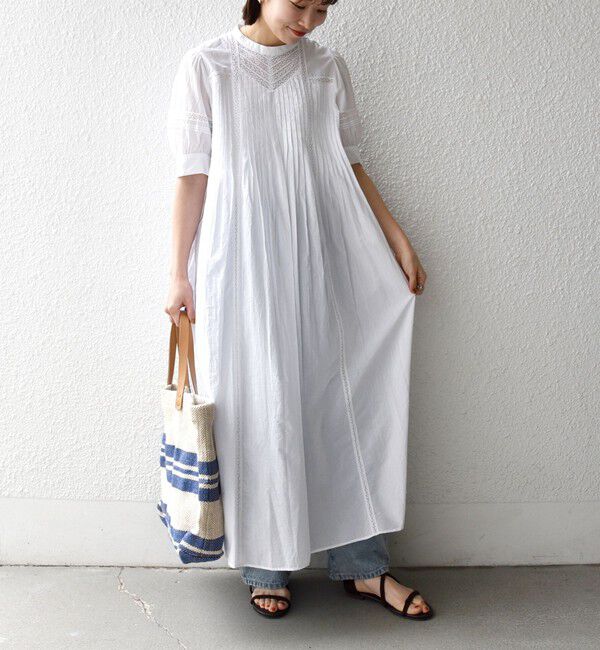 SHIPS any「《一部追加予約》SHIPS any:〈洗濯機可能〉キャンブリック レース ピンタック パフスリーブ ワンピース」|ワンピース|