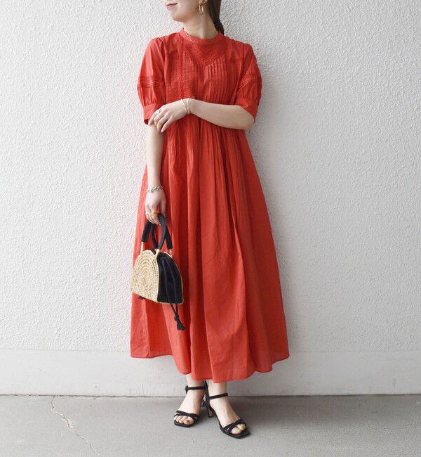 SHIPS any「《一部追加予約》SHIPS any:〈洗濯機可能〉キャンブリック レース ピンタック パフスリーブ ワンピース」|ワンピース|