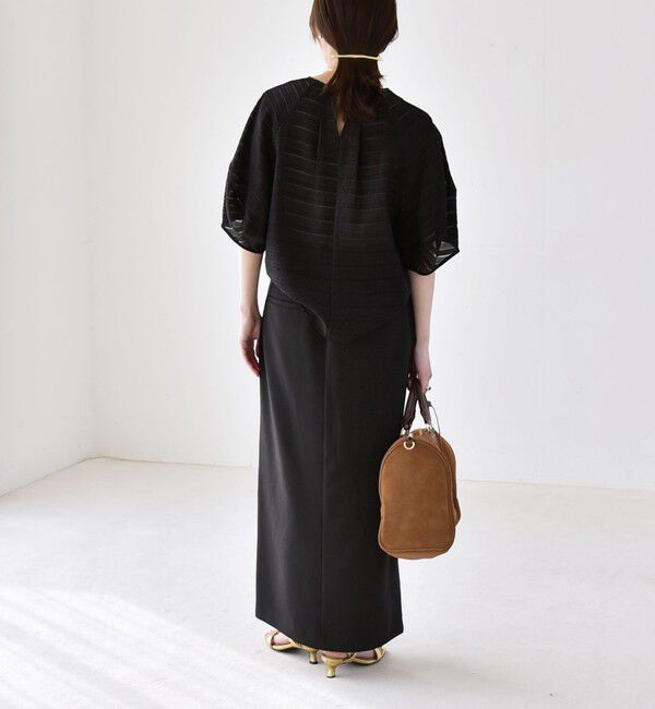 quaranciel「quaranciel:〈洗濯機可能〉ジャガード ボーダー シアー ブラウス」|シャツ・ブラウス|