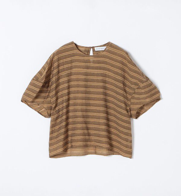 quaranciel「quaranciel:〈洗濯機可能〉ジャガード ボーダー シアー ブラウス」|シャツ・ブラウス|