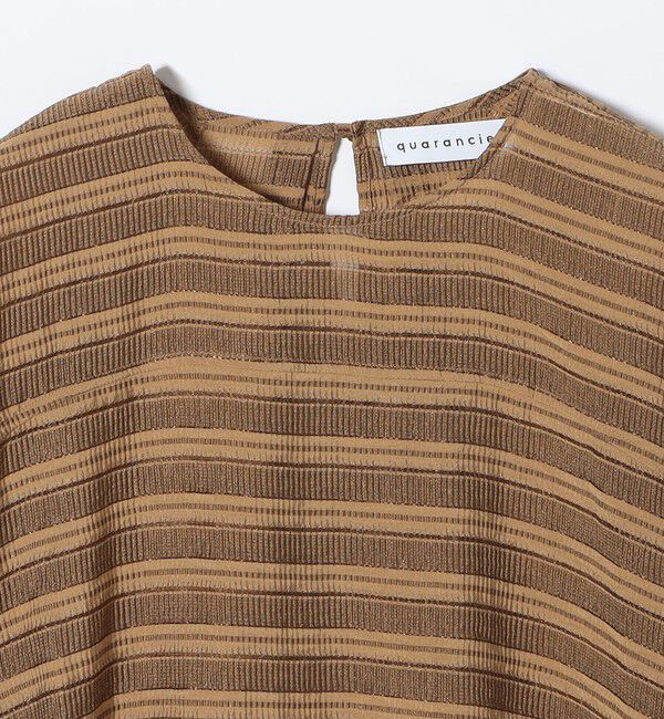 quaranciel「quaranciel:〈洗濯機可能〉ジャガード ボーダー シアー ブラウス」|シャツ・ブラウス|