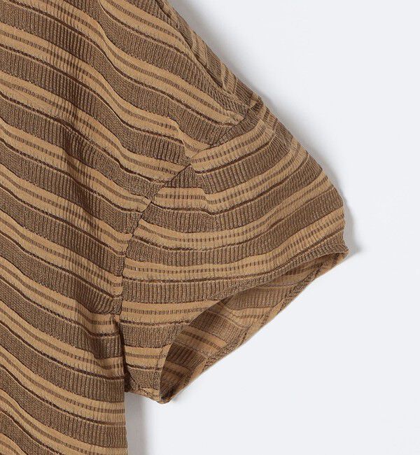 quaranciel「quaranciel:〈洗濯機可能〉ジャガード ボーダー シアー ブラウス」|シャツ・ブラウス|