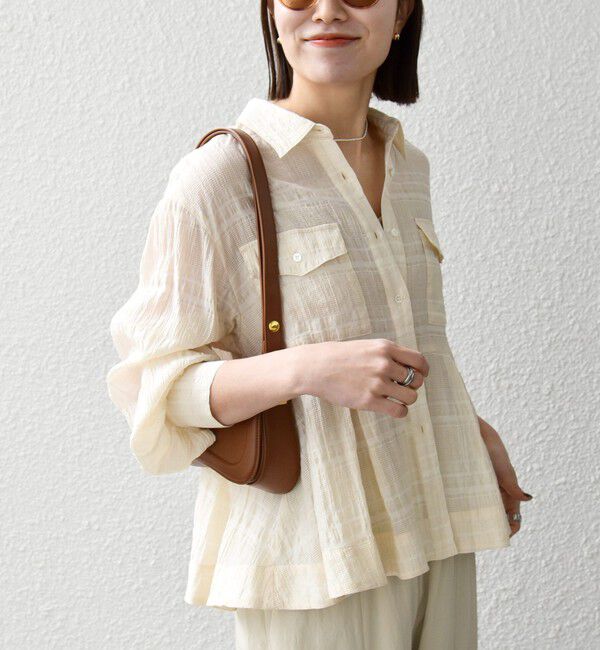 SHIPS any「SHIPS any:〈手洗い可能〉シアー チェック レギュラーカラー ペプラム シャツ」|シャツ・ブラウス|