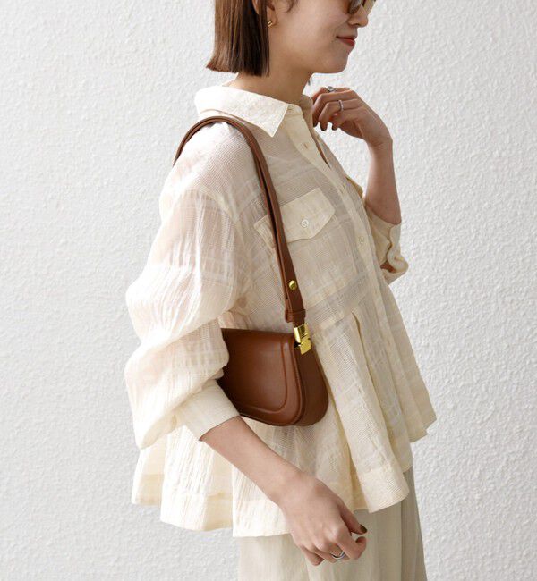 SHIPS any「SHIPS any:〈手洗い可能〉シアー チェック レギュラーカラー ペプラム シャツ」|シャツ・ブラウス|