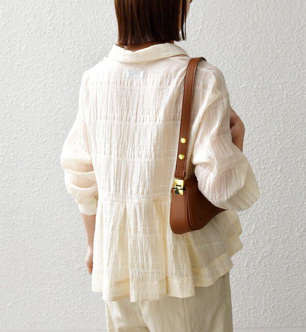 SHIPS any「SHIPS any:〈手洗い可能〉シアー チェック レギュラーカラー ペプラム シャツ」|シャツ・ブラウス|