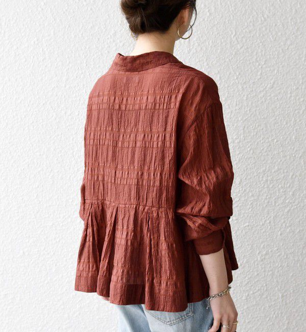 SHIPS any「SHIPS any:〈手洗い可能〉シアー チェック レギュラーカラー ペプラム シャツ」|シャツ・ブラウス|