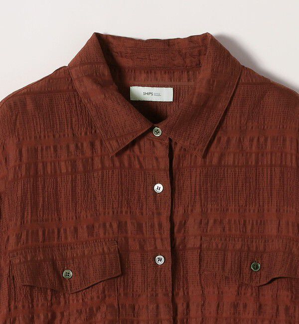 SHIPS any「SHIPS any:〈手洗い可能〉シアー チェック レギュラーカラー ペプラム シャツ」|シャツ・ブラウス|