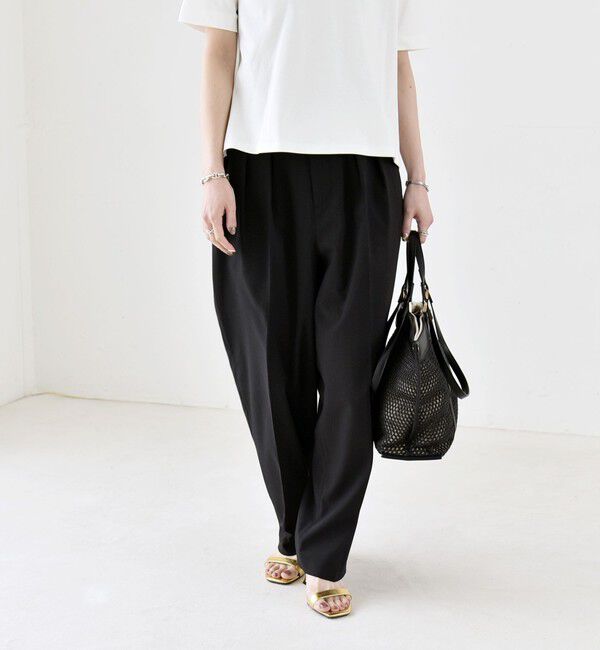 quaranciel「【美シルエット/ウエストゴム】quaranciel:〈通気性/遮熱/吸水速乾〉イージー テーパード パンツ」|その他|