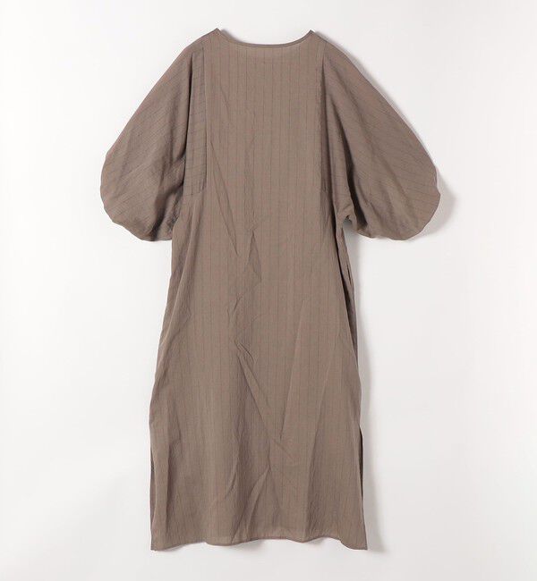 SHIPS any「《予約》SHIPS any:〈洗濯機可能〉リネン ミックス ボリュームスリーブ ストライプ ワンピース」|ワンピース|