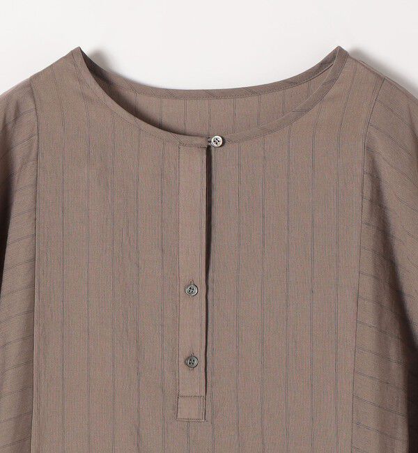 SHIPS any「《予約》SHIPS any:〈洗濯機可能〉リネン ミックス ボリュームスリーブ ストライプ ワンピース」|ワンピース|