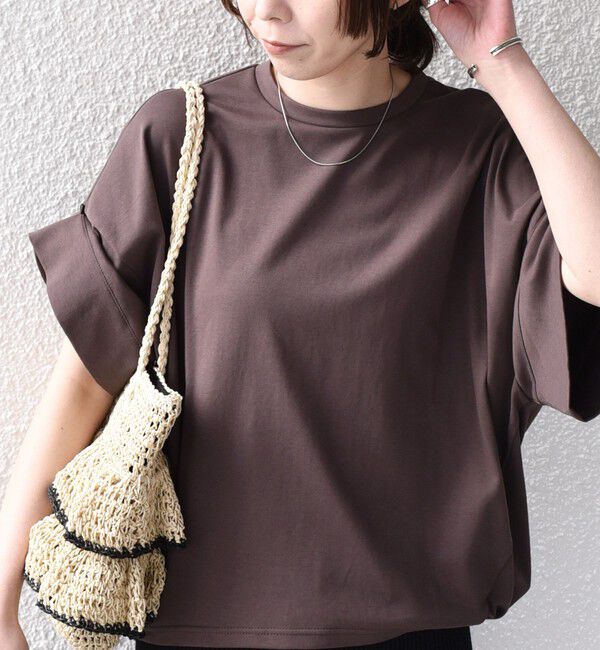 SHIPS Colors 「《予約》SHIPS Colors:〈手洗い可能〉スムース 2WAYスリーブ ニュアンス TEE◆」|Tシャツ・カットソー|ブラウン
