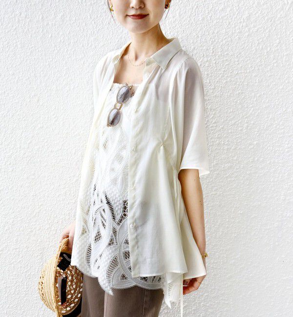 SHIPS for women「《予約》【WEB限定】〈手洗い可能〉ウエスト ドロスト シアー ブラウス」|シャツ・ブラウス|