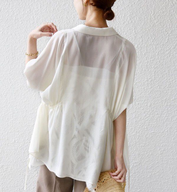 SHIPS for women「《予約》【WEB限定】〈手洗い可能〉ウエスト ドロスト シアー ブラウス」|シャツ・ブラウス|