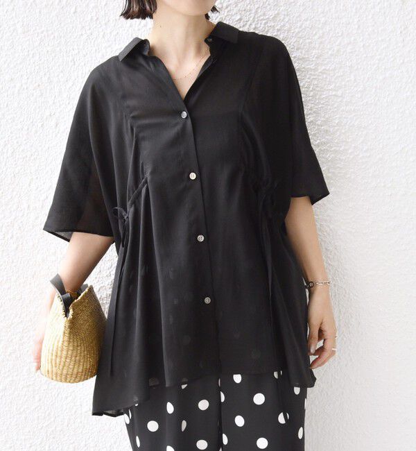 SHIPS for women「《予約》【WEB限定】〈手洗い可能〉ウエスト ドロスト シアー ブラウス」|シャツ・ブラウス|