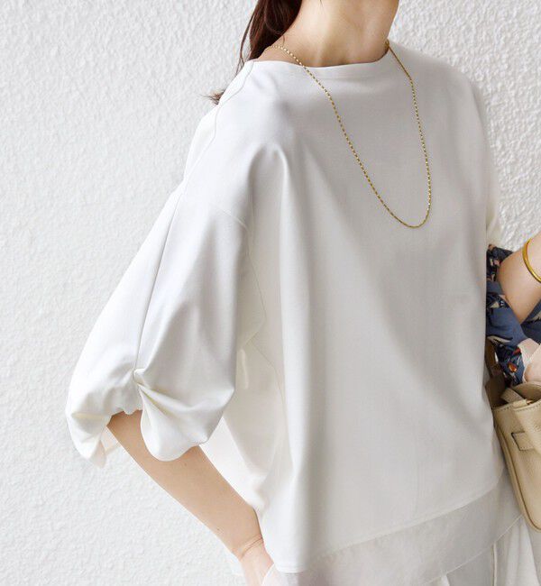 SHIPS for women「〈洗濯機可能〉袖 ツイスト デザイン シアー ドッキング TEE」|Tシャツ・カットソー|