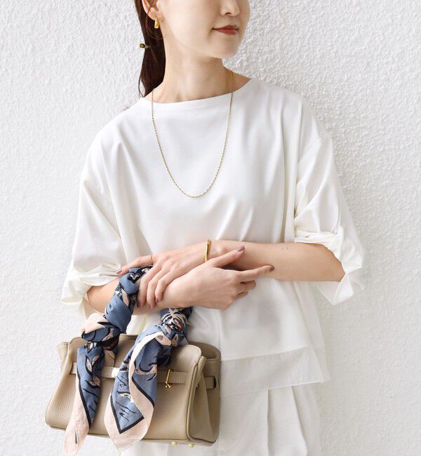 SHIPS for women「〈洗濯機可能〉袖 ツイスト デザイン シアー ドッキング TEE」|Tシャツ・カットソー|