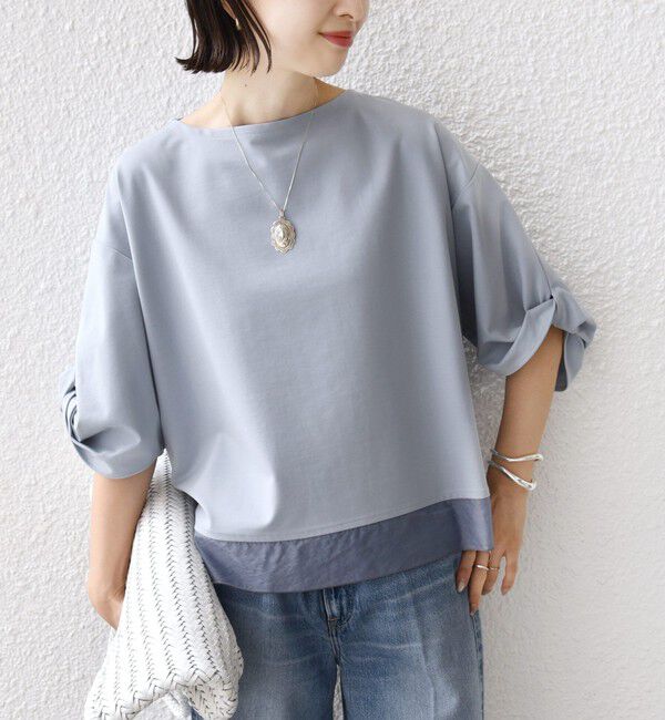 SHIPS for women「〈洗濯機可能〉袖 ツイスト デザイン シアー ドッキング TEE」|Tシャツ・カットソー|