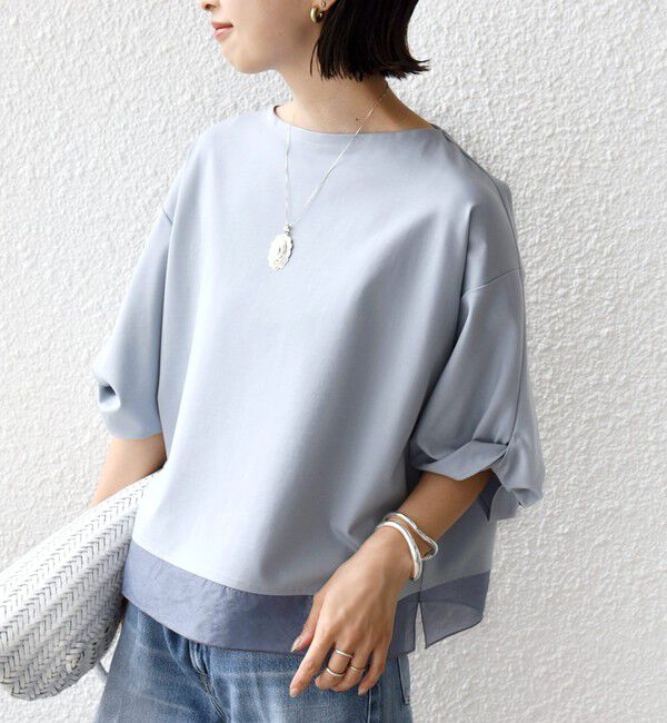 SHIPS for women「〈洗濯機可能〉袖 ツイスト デザイン シアー ドッキング TEE」|Tシャツ・カットソー|