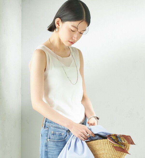 SHIPS for women「〈手洗い可能〉布帛 ドッキング ベア テレコ タンクトップ」|タンクトップ|