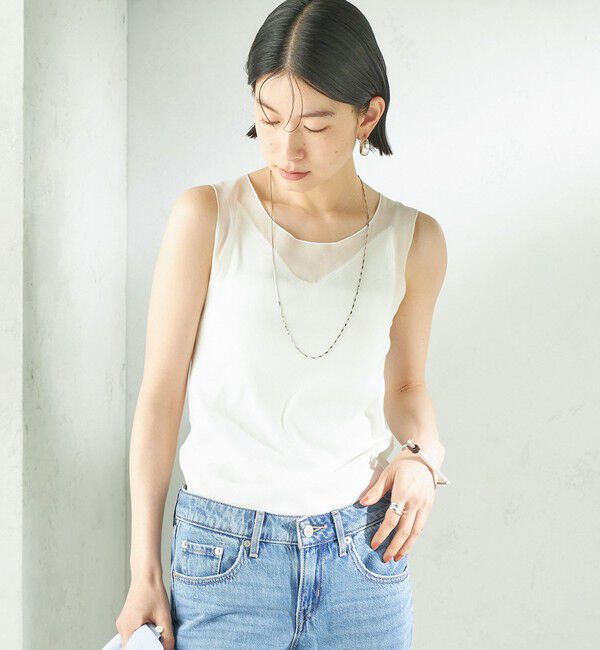 SHIPS for women「〈手洗い可能〉布帛 ドッキング ベア テレコ タンクトップ」|タンクトップ|