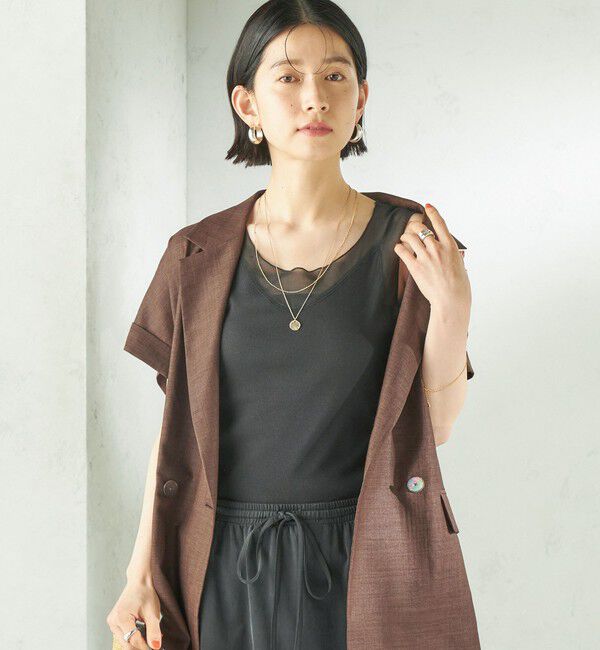 SHIPS for women「〈手洗い可能〉布帛 ドッキング ベア テレコ タンクトップ」|タンクトップ|